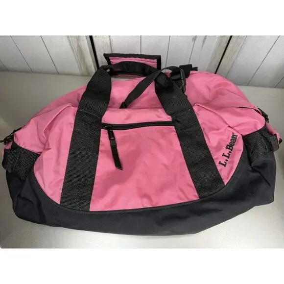 VTG LL Bean Adventure Duffle Bag Pink Medium Shoulder Strap Carry On ‘Tori’ READ