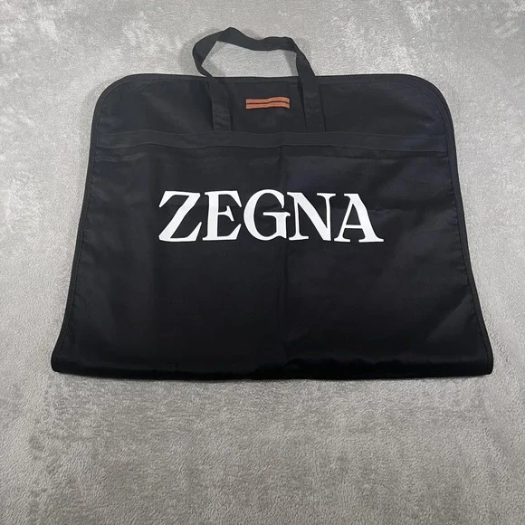 ZEGNA Suit Garment Bag Black Foldable Travel Zipper Suit‎ Carrier Handles Logo