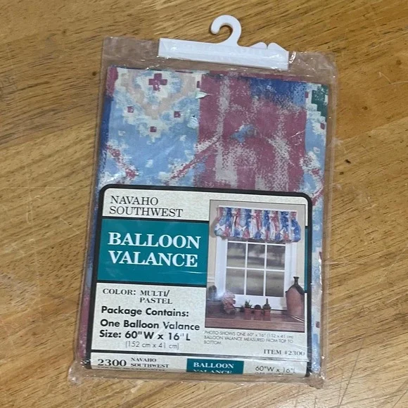Vtg Navaho Southwest Balloon Valance 60x16 Multi Pastel Boho Western Made in USA