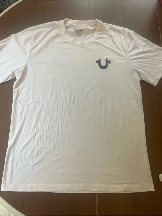 True Religion White Short Sleeve Crew T-Shirt with Small Logo