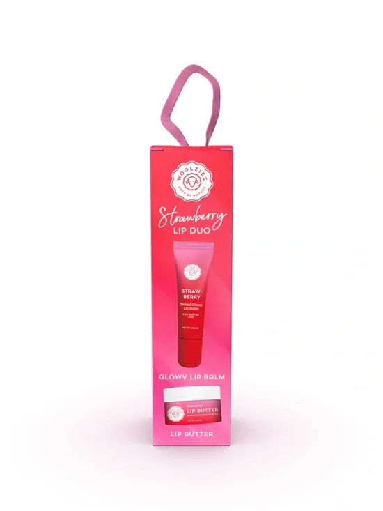 Woolzies Strawberry Glowy Lip Duo — Glowy Lip Balm + Lip Butter Mask NIB