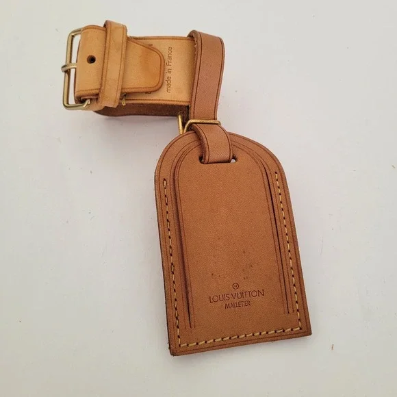 Louis Vuitton Vachetta Leather Luggage Tag and Handle Binder Set Tan Made France