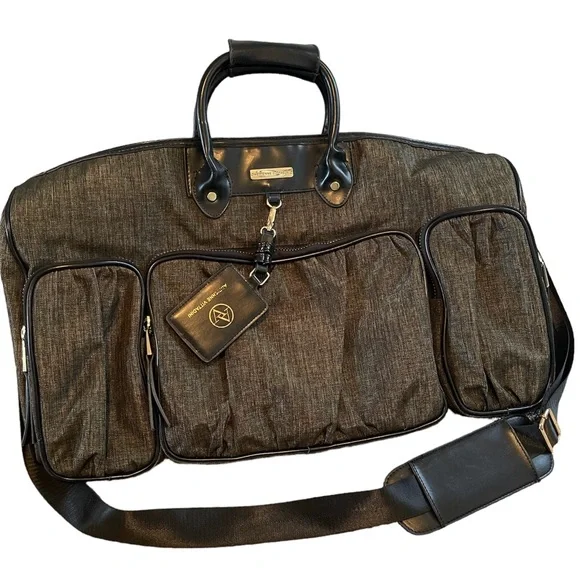 Adrienne Vittadini Weekender Travel Bag Brown Duffle Removable Shoulder Strap