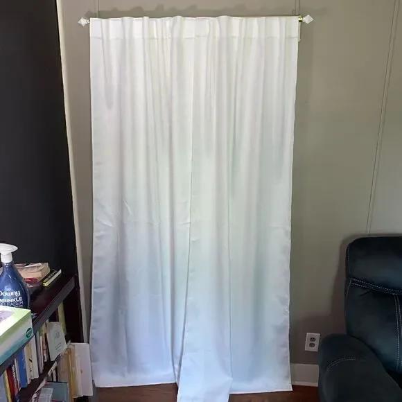 Textured 2 panel curtains bright white sz 82” length