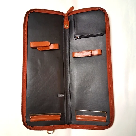 Lord & Taylor Brown and Black Leather Necktie Case