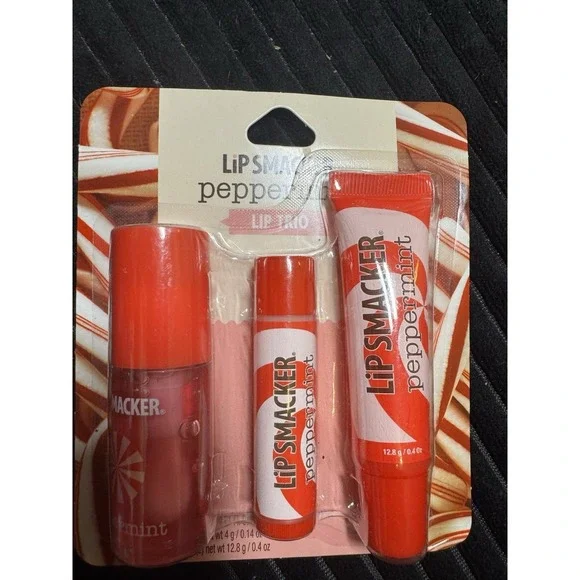 Lip Smacker Peppermint Holiday Lip Trio Set Lip‎ Oil Balm Mint Gift New
