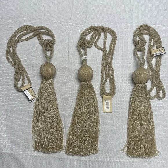 Vintage lot‎ 3 beaded tassels gold curtain drapery tieback Elegant Upscale $720