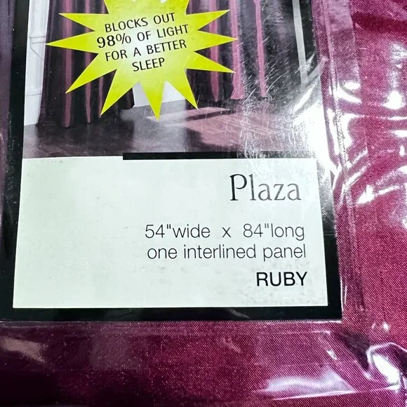Vtg Ruby Plaza Drapery Drapes Curtains Panels (2) 54 W X 84 L Blocks‎ 98% Light