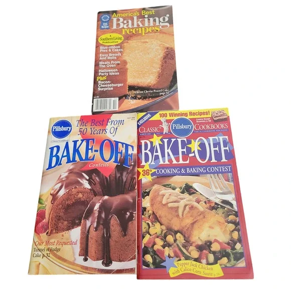 Three Vintage Cookbooks on baking 2 Pillsbury and 1 Southern‎ Living