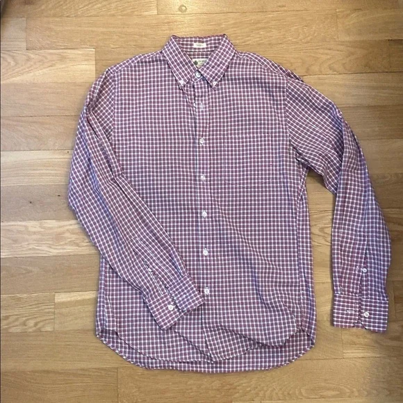 J. Crew Men's Burgundy Plaid Button-Down Shirt