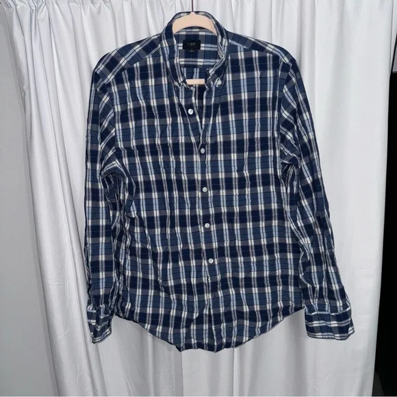J. Crew Men’s Blue Plaid Button Down Shirt - Size Medium