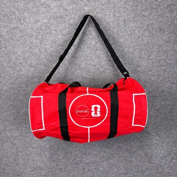 Coca-Cola FIFA World Cup 2026 Red Soccer Field Duffel Bag Gym Travel E03467996