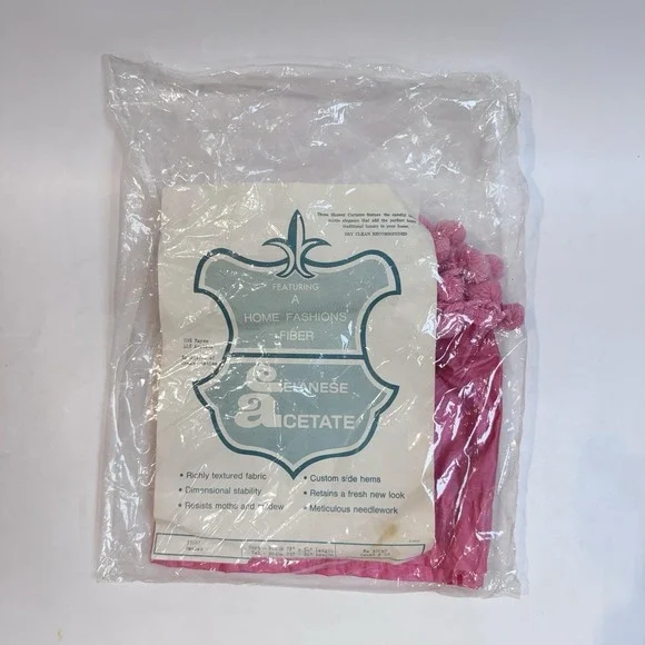 Vintage 70's Hot Pink Pom Pom Valance Curtain NOS Celanese Acetate NOS 72