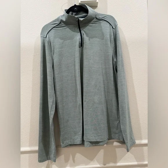 Mens M J.Crew Athletic Green Long Sleeve Winter Quarter Zip Pullover