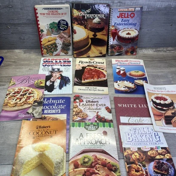 Cookbooks Hershey Jello Bakers Recipes Holiday Baking Booklets Vintage Lot of 14