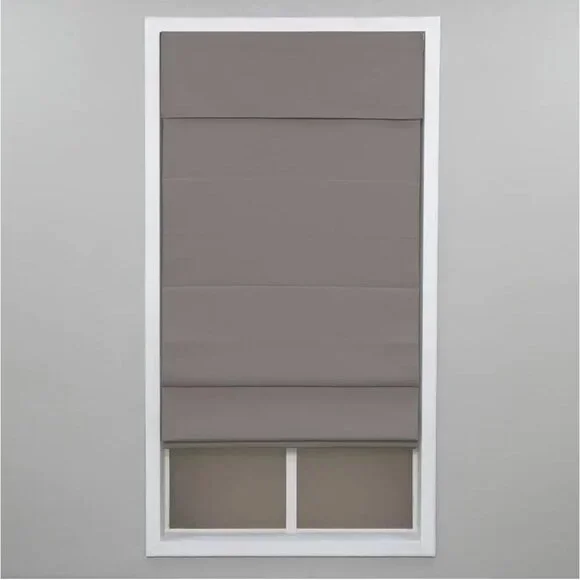 Real Simple Gray Cordless Blackout Energy-Efficient Cotton Roman Shade 32 in. W