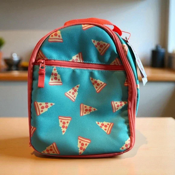 Cat Jack Pizza‎ Print Lunch Bag Insulated Easy Clean BPA Free Kids