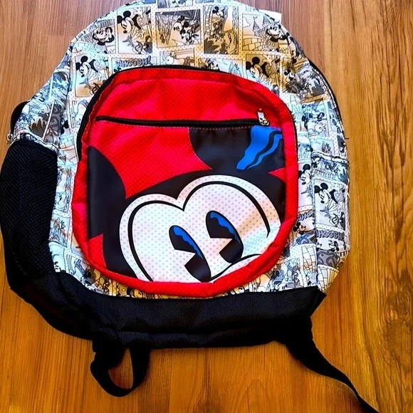 Disney Mickey Mouse Kids Backpack‎ Red Black Cartoon School Bag NWT