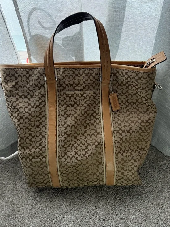 Coach Brown/Tan Signature Canvas Tote