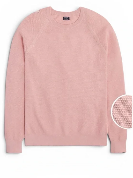J.Crew Men’s Iced Quartz Pink Textured Knit Crewneck Sweater Light NWT Large