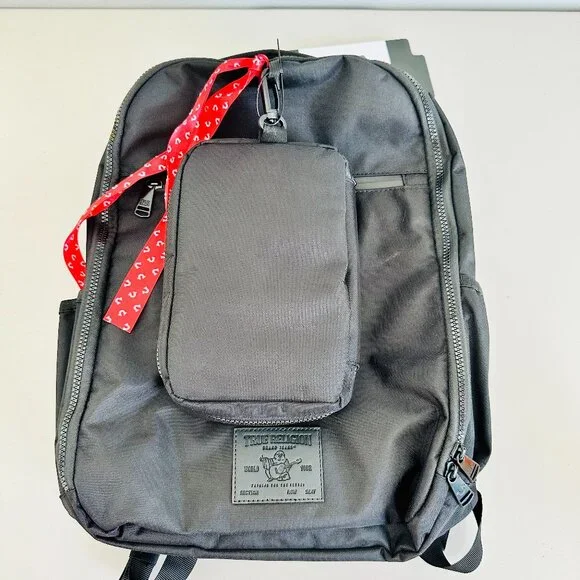 TRUE RELIGION BLACK CONNECTED TRAVEL LAPTOP COMMUTER BACKPACK W TECH KIT UNISEX