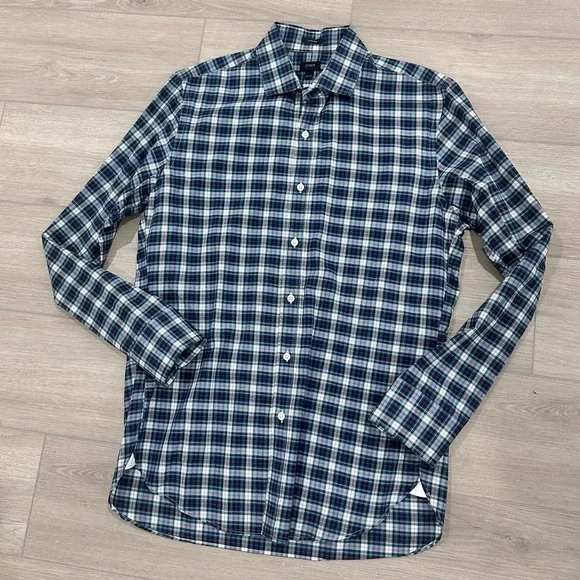 J.Crew men’s Ludlow collared button down plaid green blue medium