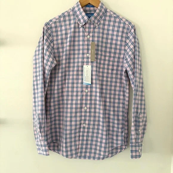 J. Crew NWT Cool-Max Button-Up Shirt – Size Small Soft Stretch Performance Plaid