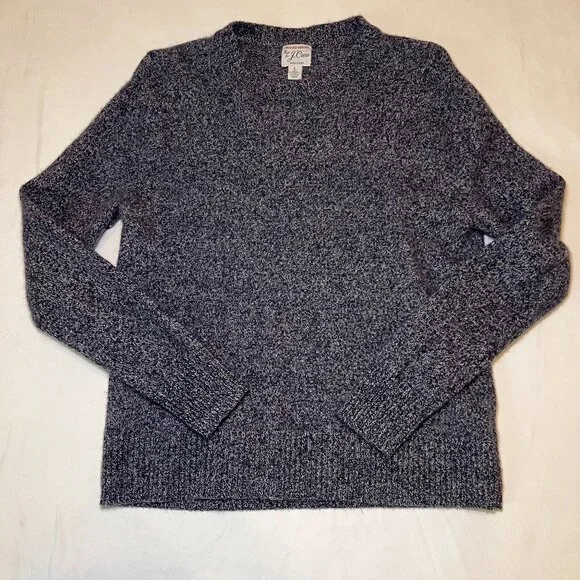 J.Crew Rugged Merino‎ Wool Sweater Mens L Blue Marl Crewneck Preppy Classic