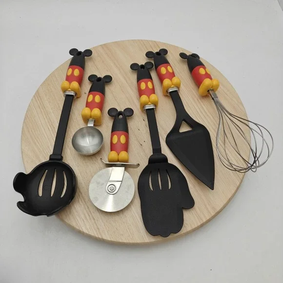 Disney Mickey Mouse Kitchen Utensil Set 6 Piece‎ Spatula Ladle Whisk Pizza Metal