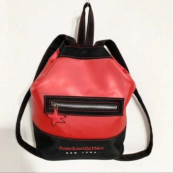 American Girl Doll Place New York Nylon Travel Backpack Tote Black / Red 🎒⚫️🔴