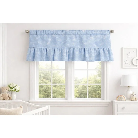 Disney Winnie the Pooh Cloud Window Valance Blue Layered Ruffle 80