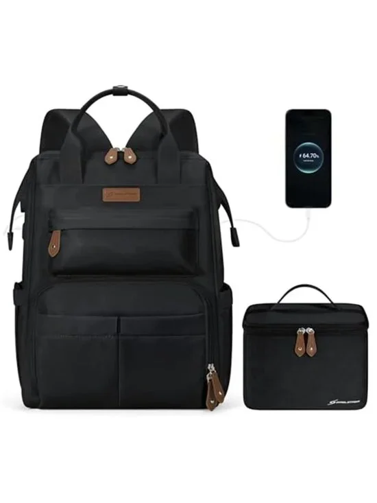Travel Backpack Laptop 17 Inch Nurse Work Bag Insulated Lunch Box USB Charging