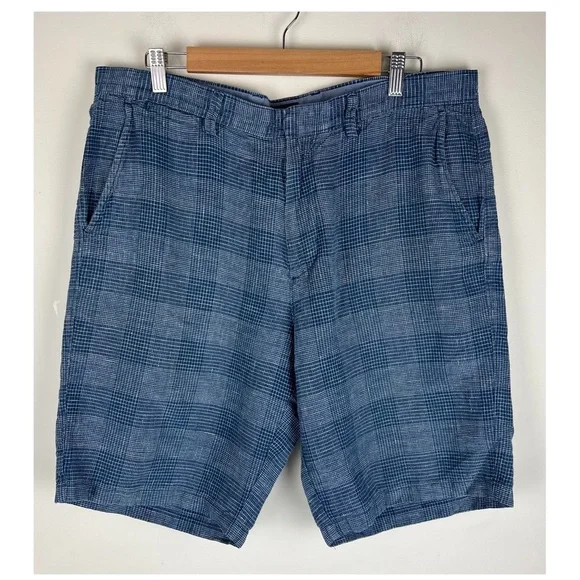 J. Crew Club | Men’s 100% Linen Plaid Shorts Blue Preppy Beachy Coastal | 36