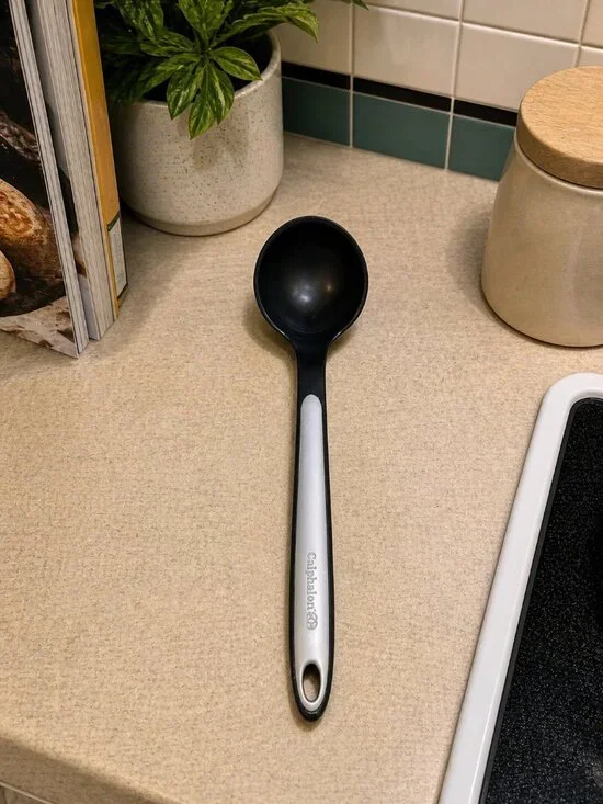 Calphalon Nylon & Silicone Long Handle Black & Grey Ladle‎ 13”