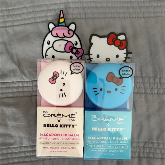 The Crème Shop x Hello Kitty Macaron Lip Balm -‎ Pink & Blue