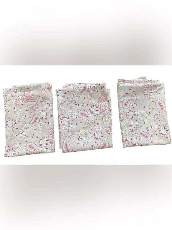 Pottery Barn Kids Girls Pink Paisley Window Curtains SET OF 3. 44 x 63 inches.