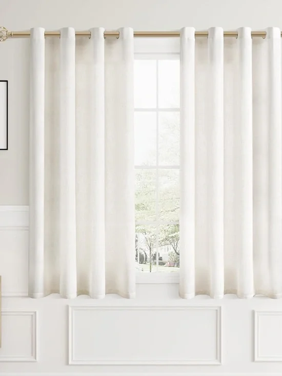 Natural Cream Linen Curtains 48 Inch Length 2 Panels