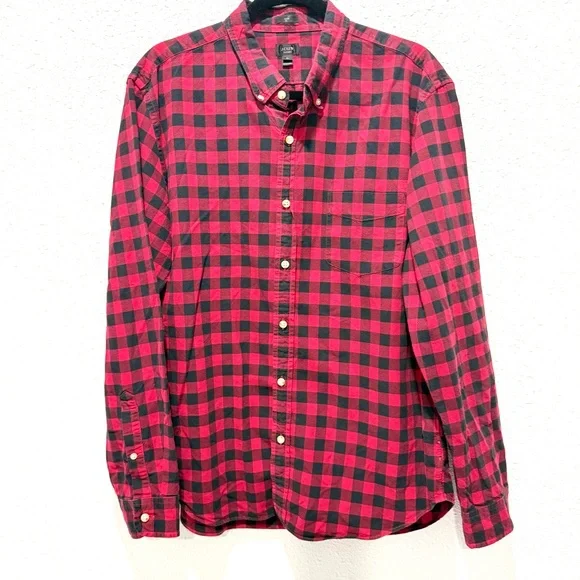 J. Crew Oxford Plaid‎ Men's Shirt XL