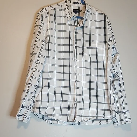 J.crew White and Navy Checkered Shirt