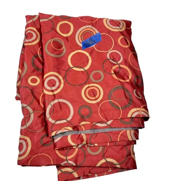 2 Panels 55x80 Red Curtain Panels Geometric Circles Mid Century Modern Retro
