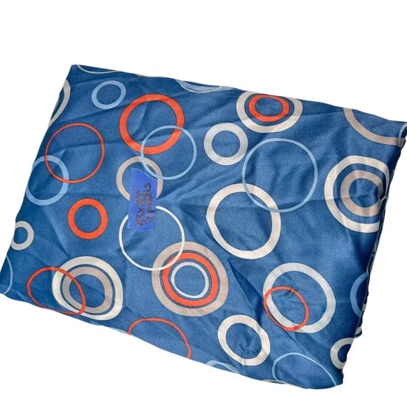 53x80 Blue Circle Print Curtain Panels 2pc Geometric Mid Century Modern Retro