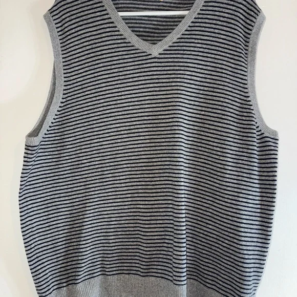 J. Crew Gray and Black Striped Knit Vest