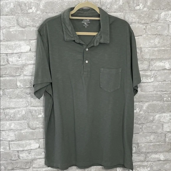 J. Crew Garment Dyed Green Polo Shirt