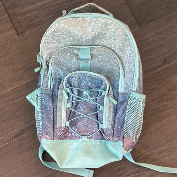 Pottery Barn Teen Glitter Backpack - Mint and Silver