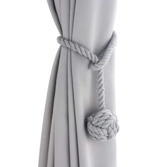 Luxury Home | Set of 2 Grey Boho Chic Nautical Knotted Rope Curtain Tie Backs