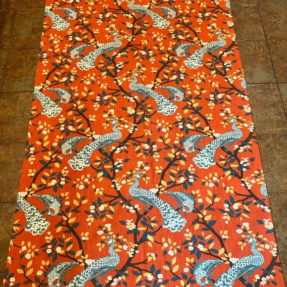 Robert Allen Plume Redux Persimmon Peacock Floral Panel Set 2 Light Filtering