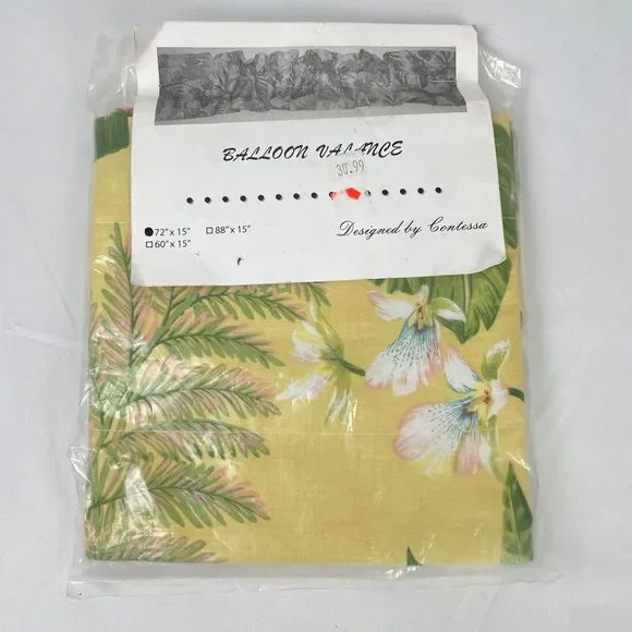 Contessa Balloon Valance Yellow Tropical Floral Beach House Decor 72