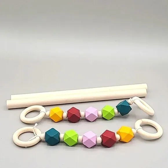 Bohemian Wood Bead Jute Cord Curtain Tiebacks, Set of 2, NWOT