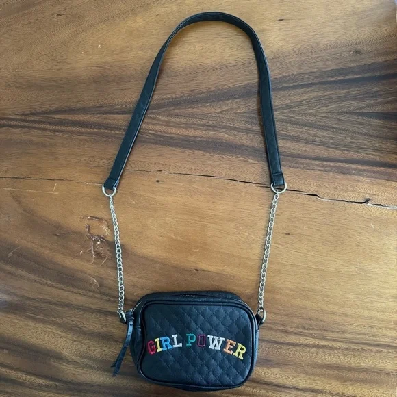 Target Black Quilted Girl Power Crossbody Bag with Chain Strap