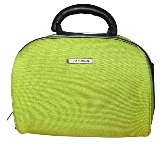 Neon Green Luca Vergani Makeup Case with top Handle
